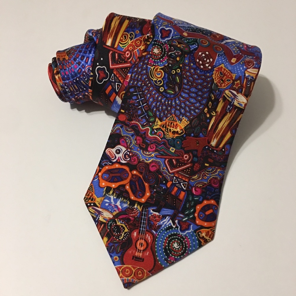 Carlos by Carlos Santana Silk Tie Many voices EUC